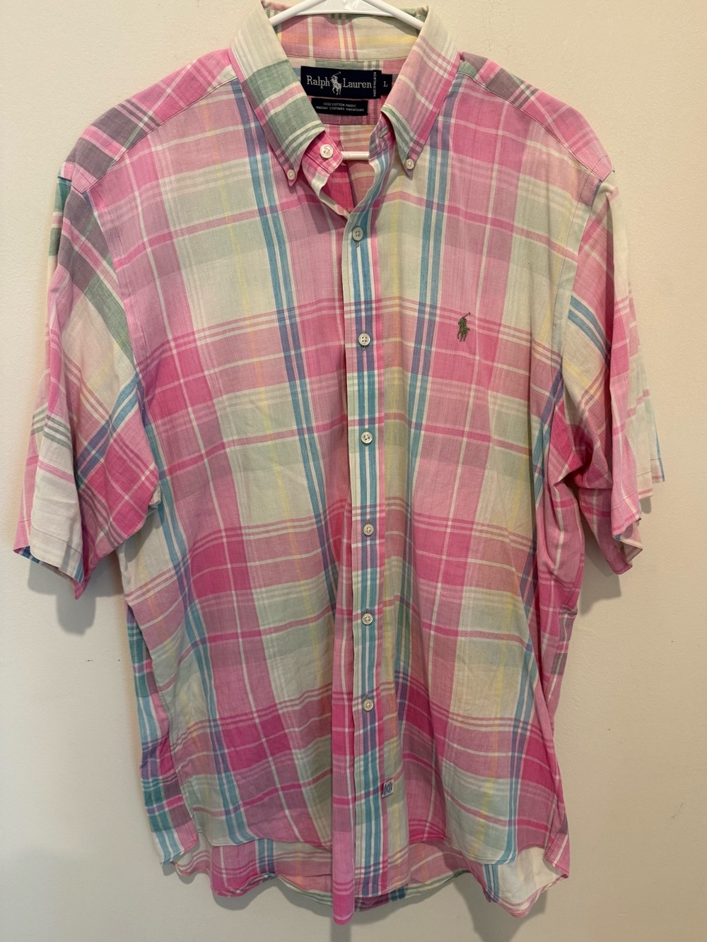 Ralph Lauren Multicolor Pink Plaid Short-Sleeve Button-Down Shirt Vintage